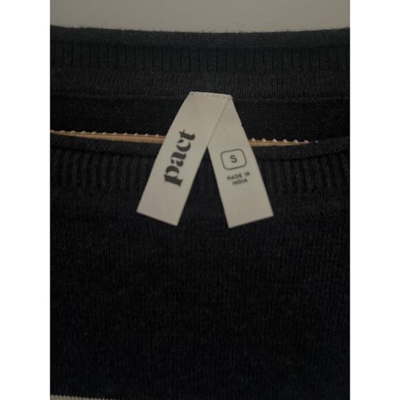 Pact 100% Organic Cotton Crew Neck Sweater Charcoal Gray and Cream Small - Picture 4 of 6